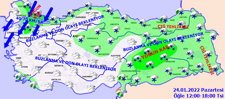 Meteoroloji uyardı: Kar yağışı etkisini artıracak (24 Ocak 2022 hava durumu)